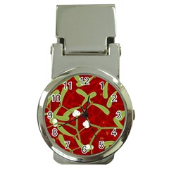 Mistletoe Christmas Texture Advent Money Clip Watches