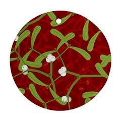 Mistletoe Christmas Texture Advent Round Ornament (Two Sides)