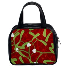 Mistletoe Christmas Texture Advent Classic Handbag (Two Sides)