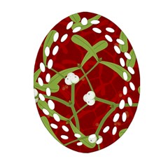 Mistletoe Christmas Texture Advent Oval Filigree Ornament (Two Sides)