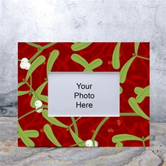 Mistletoe Christmas Texture Advent White Tabletop Photo Frame 4 x6 