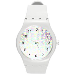 Dots Color Rows Columns Background Round Plastic Sport Watch (m) by Hannah976