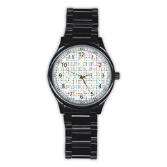 Dots Color Rows Columns Background Stainless Steel Round Watch by Hannah976