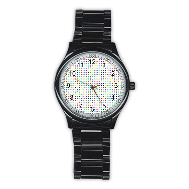 Dots Color Rows Columns Background Stainless Steel Round Watch