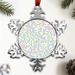 Dots Color Rows Columns Background Metal Small Snowflake Ornament by Hannah976