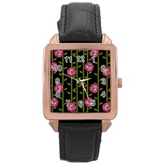 Rose Abstract Rose Garden Rose Gold Leather Watch  by Hannah976