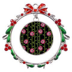 Rose Abstract Rose Garden Metal X mas Wreath Ribbon Ornament