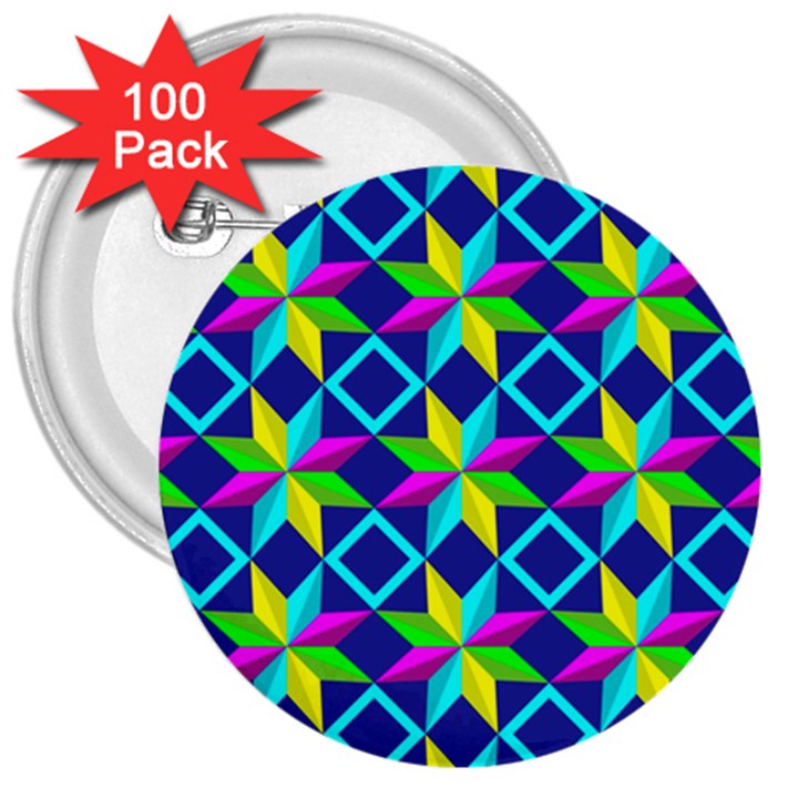 Pattern Star Abstract Background 3  Buttons (100 pack) 