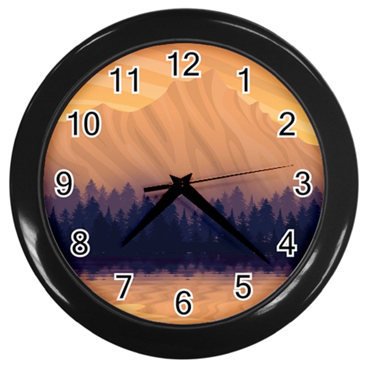 Landscape Nature Mountains Sky Wall Clock (Black)