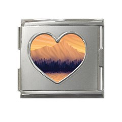 Landscape Nature Mountains Sky Mega Link Heart Italian Charm (18mm) by Hannah976