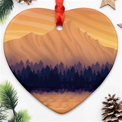 Landscape Nature Mountains Sky Heart Ornament (two Sides) by Hannah976