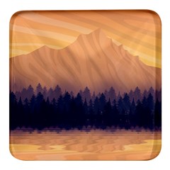 Landscape Nature Mountains Sky Square Glass Fridge Magnet (4 Pack) by Hannah976