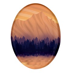 Landscape Nature Mountains Sky Oval Glass Fridge Magnet (4 Pack) by Hannah976