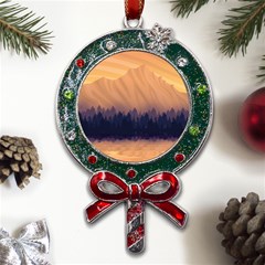 Landscape Nature Mountains Sky Metal X mas Lollipop With Crystal Ornament by Hannah976