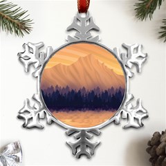 Landscape Nature Mountains Sky Metal Small Snowflake Ornament by Hannah976