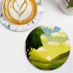 Wallpaper Background Landscape Uv Print Round Tile Coaster by Hannah976