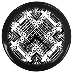 Pattern Tile Repeating Geometric Wall Clock (black) by Hannah976