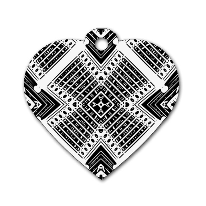 Pattern Tile Repeating Geometric Dog Tag Heart (One Side)