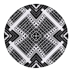 Pattern Tile Repeating Geometric Round Glass Fridge Magnet (4 Pack)