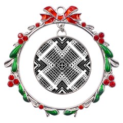 Pattern Tile Repeating Geometric Metal X mas Wreath Ribbon Ornament by Hannah976