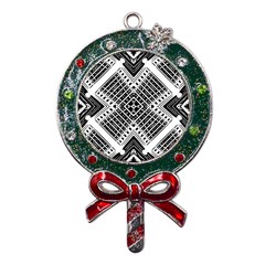 Pattern Tile Repeating Geometric Metal X mas Lollipop With Crystal Ornament