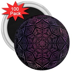 Mandala Neon Symmetric Symmetry 3  Magnets (100 Pack) by Hannah976