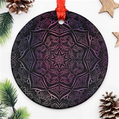 Mandala Neon Symmetric Symmetry Round Ornament (two Sides) by Hannah976