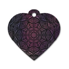 Mandala Neon Symmetric Symmetry Dog Tag Heart (two Sides) by Hannah976