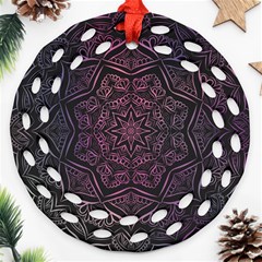 Mandala Neon Symmetric Symmetry Round Filigree Ornament (two Sides) by Hannah976