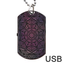 Mandala Neon Symmetric Symmetry Dog Tag Usb Flash (one Side) by Hannah976