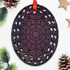 Mandala Neon Symmetric Symmetry Oval Filigree Ornament (two Sides) by Hannah976