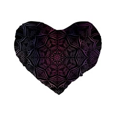 Mandala Neon Symmetric Symmetry Standard 16  Premium Heart Shape Cushions