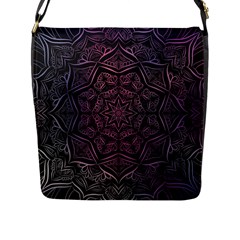 Mandala Neon Symmetric Symmetry Flap Closure Messenger Bag (l) by Hannah976