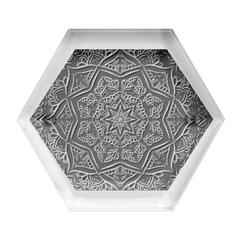 Mandala Neon Symmetric Symmetry Hexagon Wood Jewelry Box by Hannah976