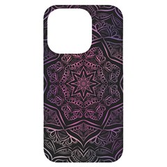 Mandala Neon Symmetric Symmetry Iphone 14 Pro Black Uv Print Case by Hannah976