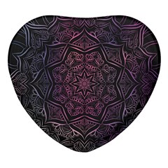 Mandala Neon Symmetric Symmetry Heart Glass Fridge Magnet (4 Pack) by Hannah976