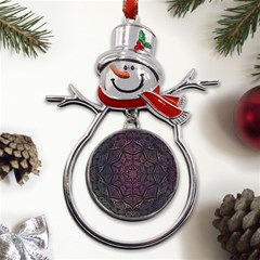 Mandala Neon Symmetric Symmetry Metal Snowman Ornament by Hannah976