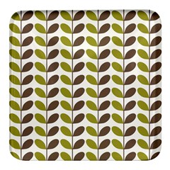 Leaf Plant Pattern Seamless Square Glass Fridge Magnet (4 Pack) by Hannah976