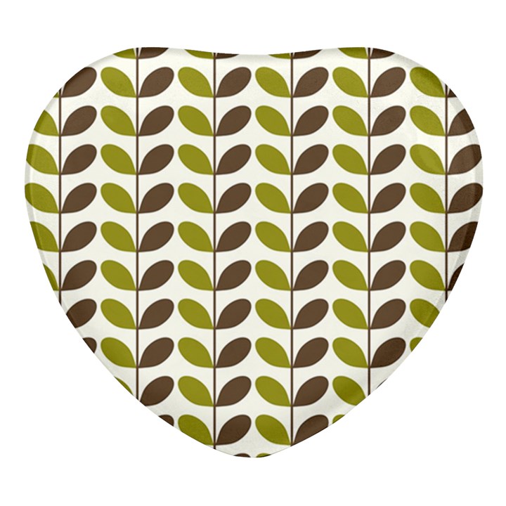 Leaf Plant Pattern Seamless Heart Glass Fridge Magnet (4 pack)