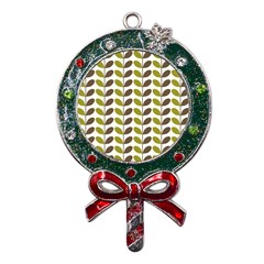 Leaf Plant Pattern Seamless Metal X mas Lollipop With Crystal Ornament