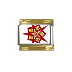 Pattern Tile Decorative Design Star Gold Trim Italian Charm (9mm) by Hannah976