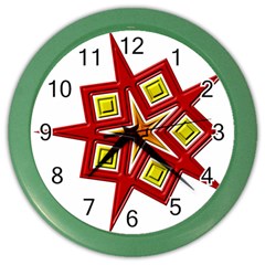 Pattern Tile Decorative Design Star Color Wall Clock by Hannah976