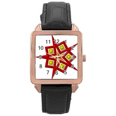 Pattern Tile Decorative Design Star Rose Gold Leather Watch  by Hannah976