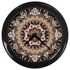 Seamless Pattern Floral Flower Wall Clock (black) by Hannah976