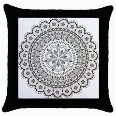 Vector Mandala Drawing Decoration Throw Pillow Case (black) by Hannah976