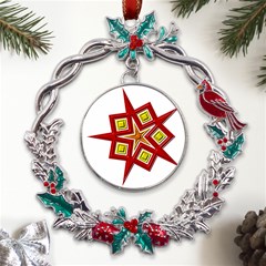 Pattern Tile Decorative Design Star Metal X mas Wreath Holly Leaf Ornament by Hannah976