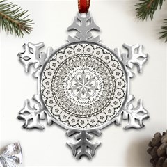 Vector Mandala Drawing Decoration Metal Small Snowflake Ornament by Hannah976