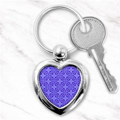 Decor Pattern Blue Curved Line Key Chain (heart) by Hannah976