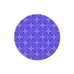 Decor Pattern Blue Curved Line Rubber Coaster (round) by Hannah976