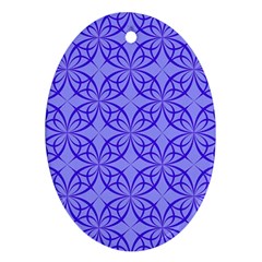 Decor Pattern Blue Curved Line Oval Ornament (two Sides) by Hannah976